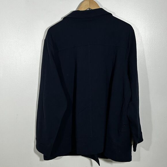 J.Jill Jacket Size 2x Navy Blue Double Breasted Pockets Cotton Preppy Womens - Picture 9 of 9